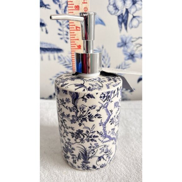Chinoiserie Ceramic Soap Pump Maison De Base Fresh Linen Gel Birds Refillable - Picture 6 of 13